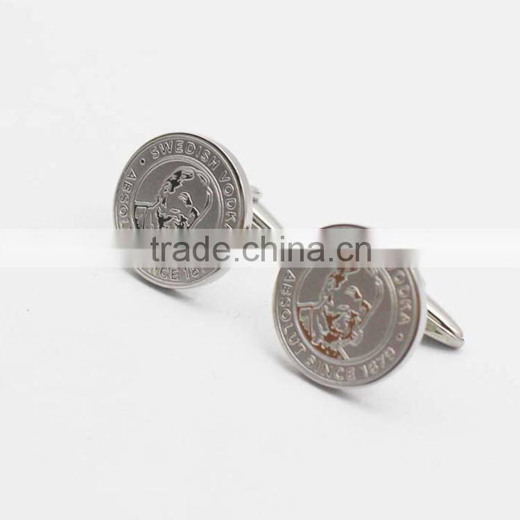 Classic Simple Stainless Steel Round Silver Wedding Cuff Link Blanks