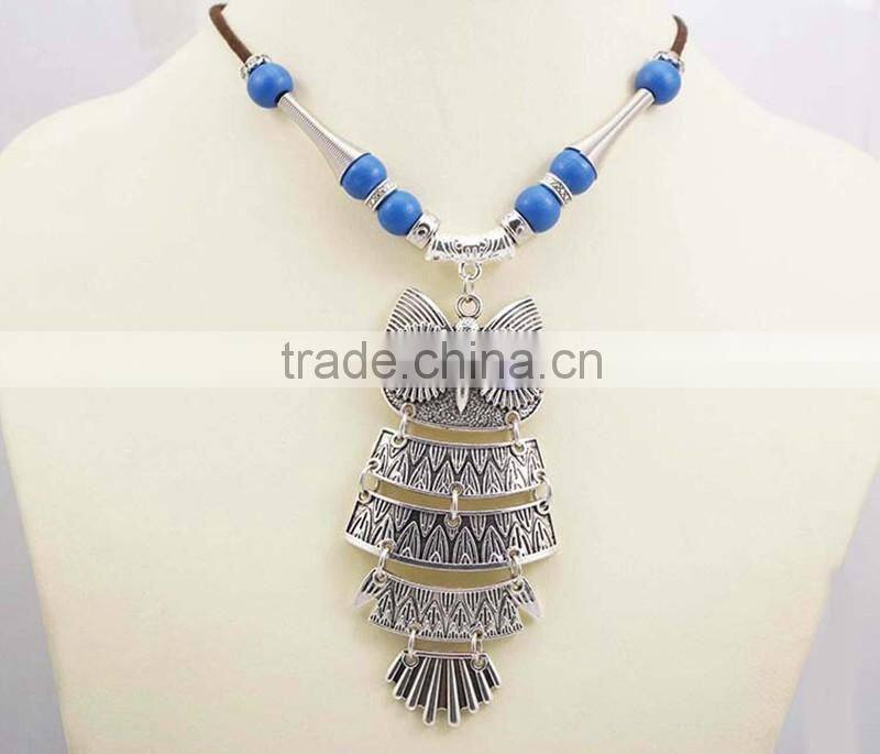 Hot Sale Rope Chain Owl Pendant Necklace