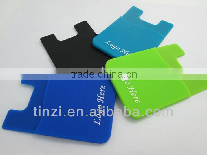 custom silicone smart card wallet 3m sticky cell phone card holder