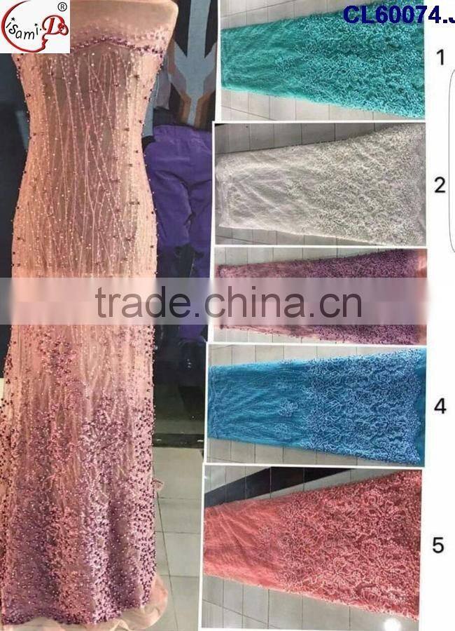 CL60074 Beautiful handmade beaded french lace,hand beaded net embroidery lace