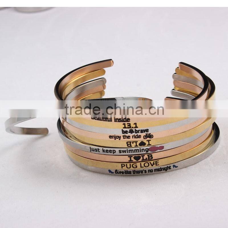 Top Quality stainless steel 3.5mm Width Rose Gold Inspiration Bracelets
