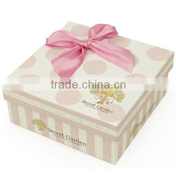 Chinese supplier high quality large round paper gift box with ribbon