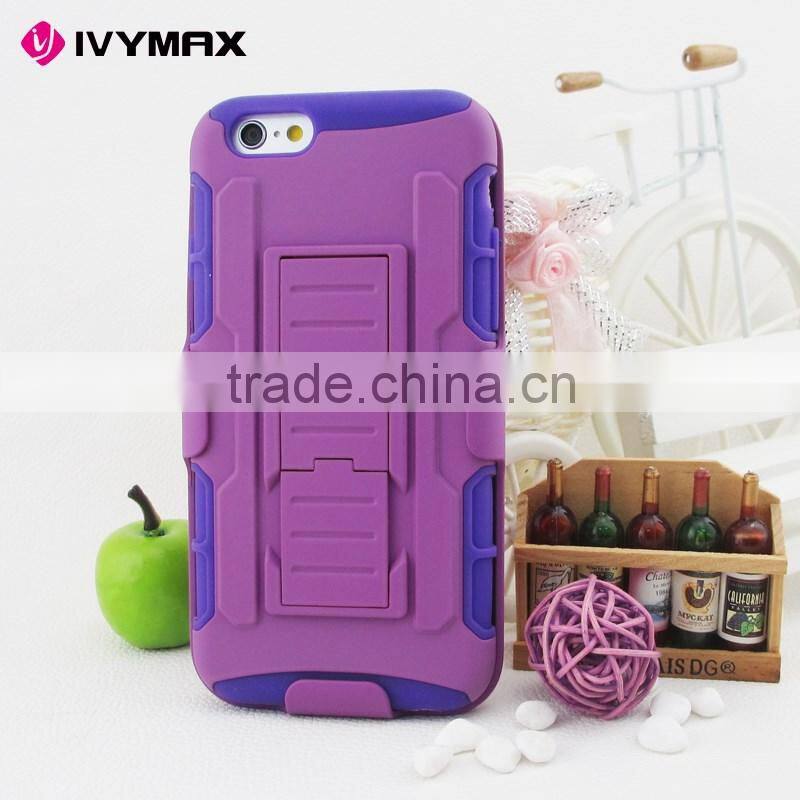 China manufacturer black hybrid holster combo plastic mobile phone case for iphone 6