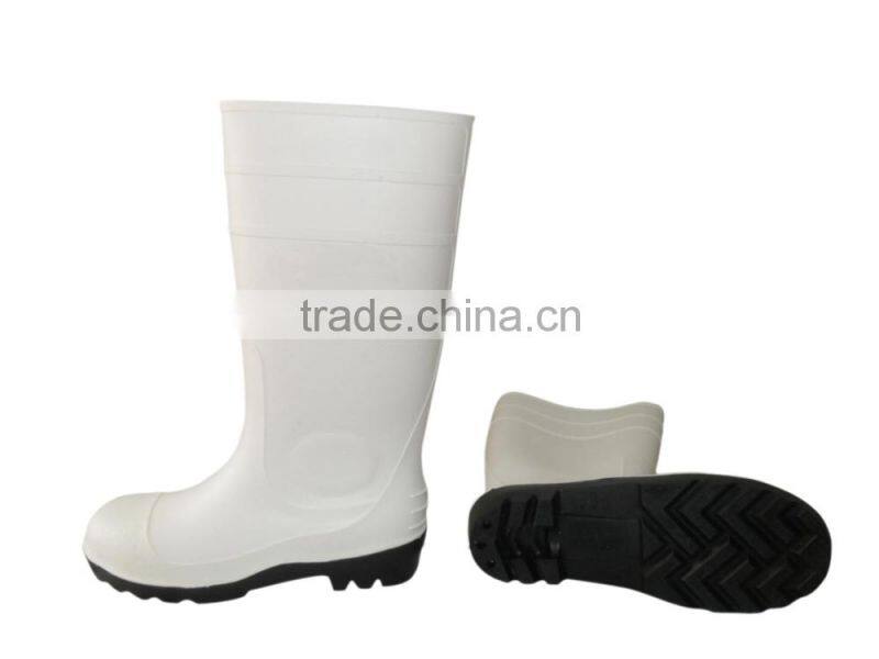 White PVC wellington boots with steel toe