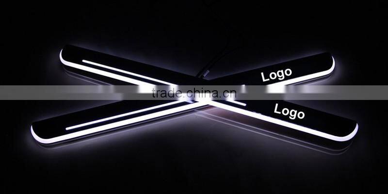 1 Pair Car LED Flash Door Sills Moving Scuff Plate Light Panel Front Door For Peugeot 2008 2014 2015 2016