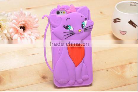 Cute 3d cat design cartoon mobile phone silicone case for samsung iPhone 6/6s