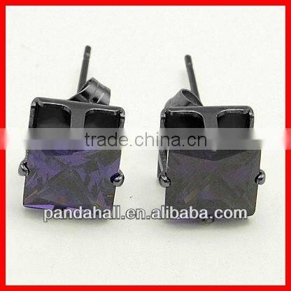 Cubic Zirconia Earrings Earstuds(EJEW-G056-8x18mm-B)