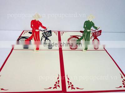 Vase flower (apricot blossom) greeting pop up card