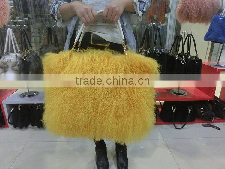 Mongolia Sheep Fur Handbag Genuine Lamb Fur Tote Bags