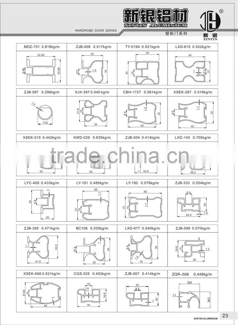 Wood Color Side Stile Aluminium Profile For Sliding Door