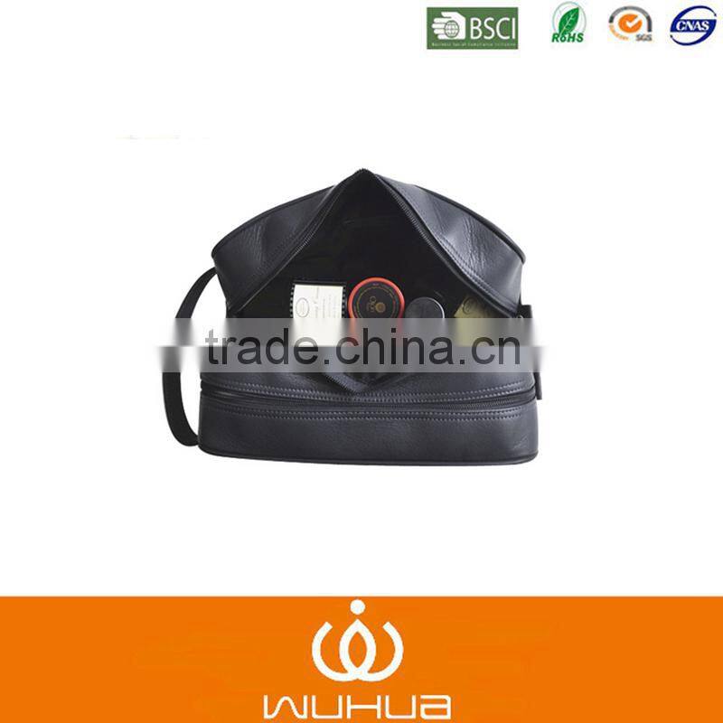 Luxury PU double zip cosmetic bag for travel