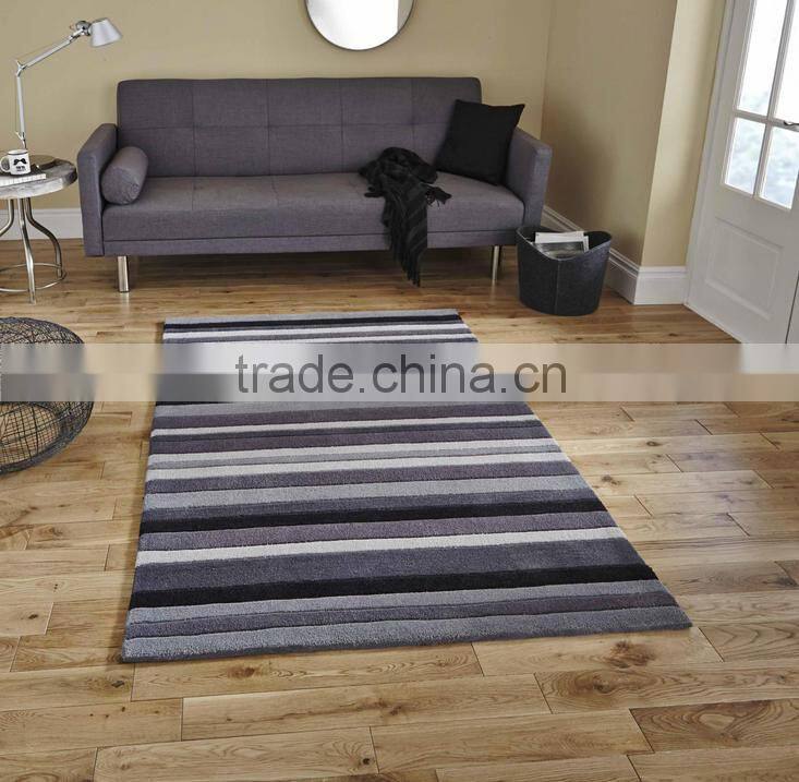 Grey and black stripes modern touch to any room hand tufted acrylic rug for living room