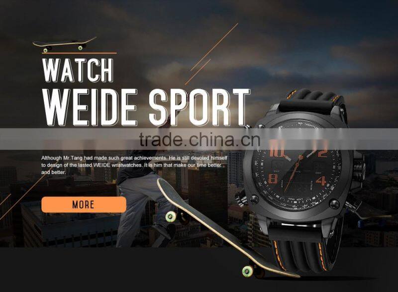 Weide Brand Watch New Arrival Analog Digital Display 3ATM Water Resistant Silicone Strap Watches Men Sport Watch
