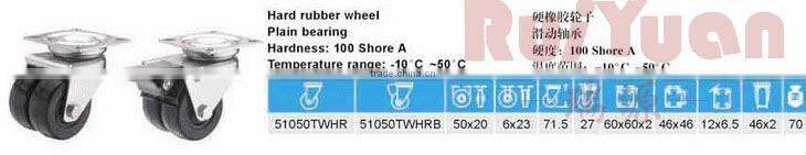 Hard rubber swivel Dual Wheel