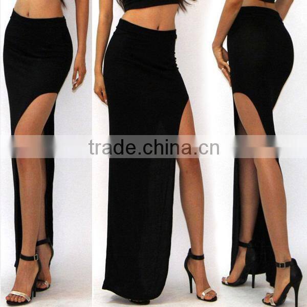 2015 HOT Women's Lady High Waist Side Open Leg Slit Long Maxi Dress Pencil Skirt
