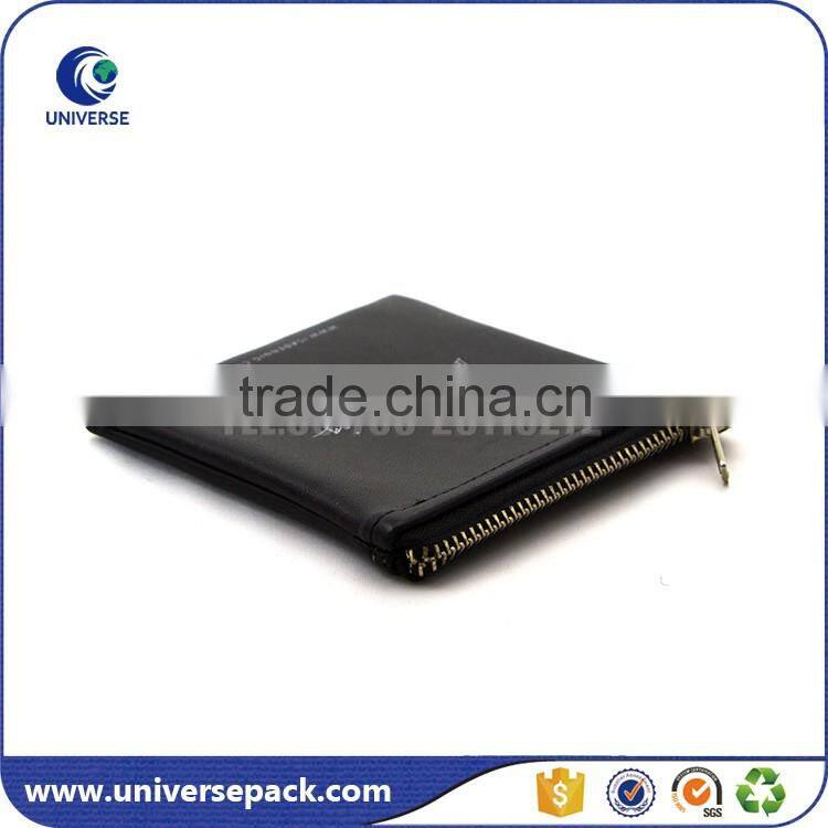 Printed logo leather document bag with polyester lining for export