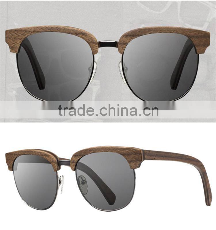 2015 Custom Wooden Half Frame Sunglasses China Wholesale