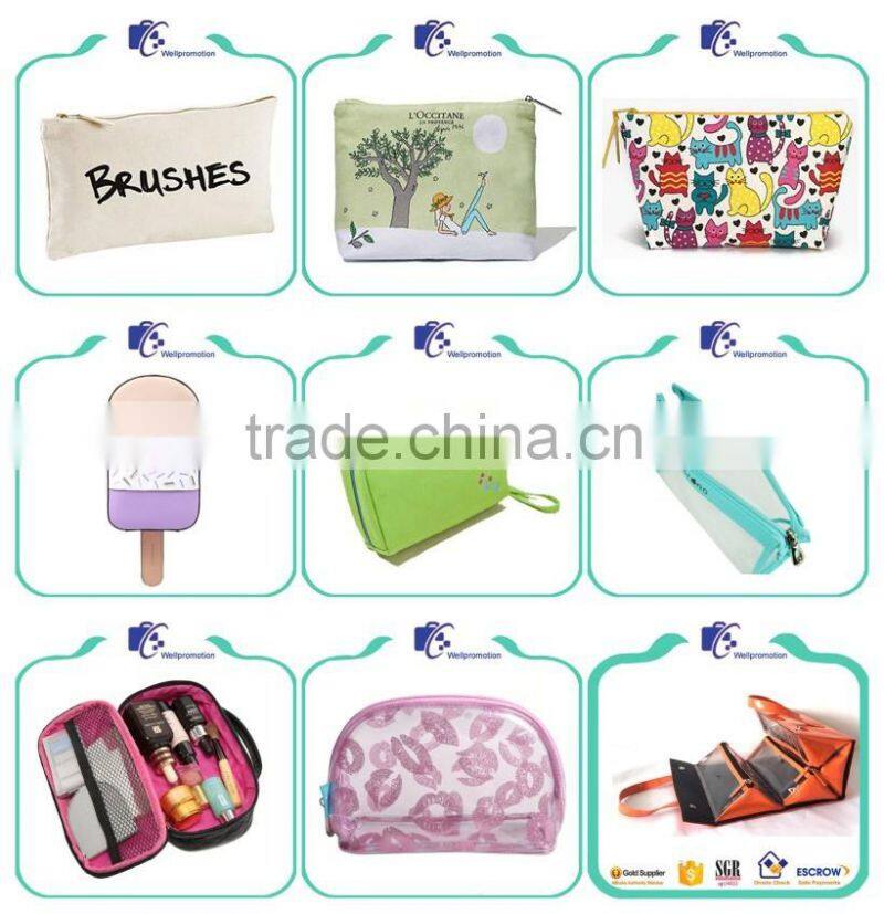 Wholesale luxury canvas cosmetic bag bulk makeup bag for girls