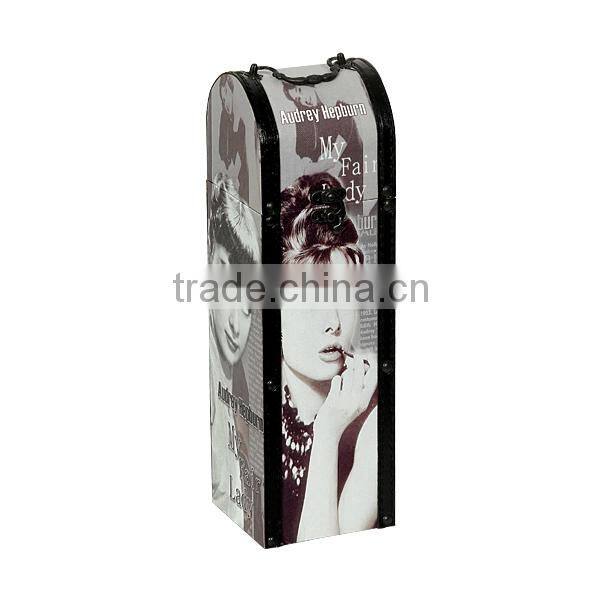 Decorative canvas wooden storage wine box