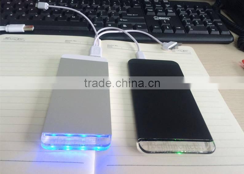 Manufacture supplier crystal power bank with 3 led colors lighting logo charging for cell mobile phone