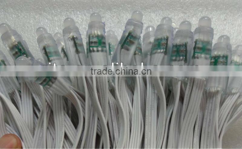 WHITE wire IP68 DC12V input 12mm through-hole LED RGB dump node;100pcs a string
