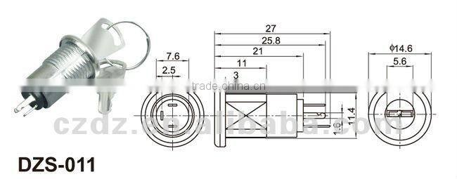 warm air blower switch/two position switch,19mm the key for game machines,Zinc alloy 19mm security electronic key switch