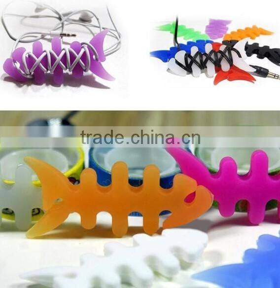Fish Bone Silicone Earbud Cable Winder / Earphone Cord winder / Cable Wire Organizer