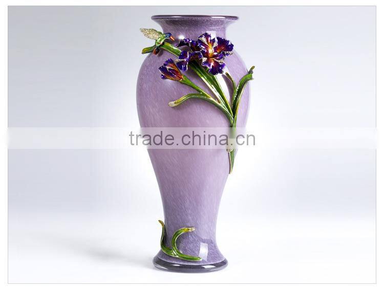 Fashkon modern home decoration craft home vase pewter design iris flower color vase metal vase alloy vase pewter craft