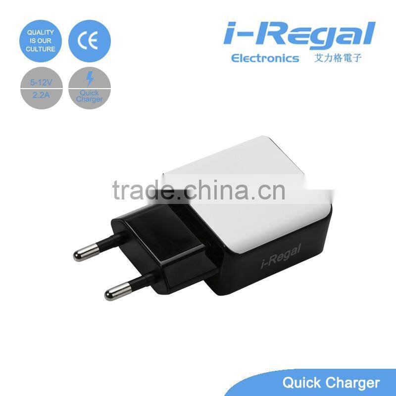 Hot selling i-Regal 5V-12V output quick charger with CE certificate