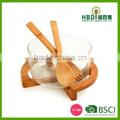 Large Glass Salad Bowls with bamboo lid