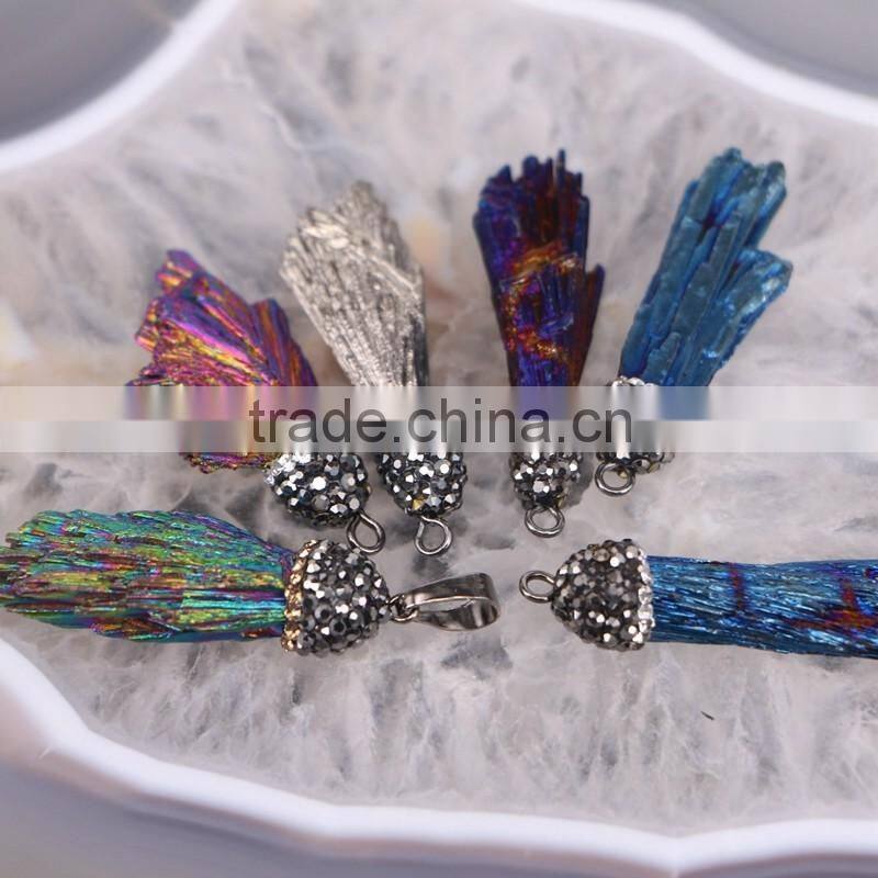 Titanium Quartz Stone Druzy Pendant, Pave Crystal Gem stone Pendant For Jewelry Making