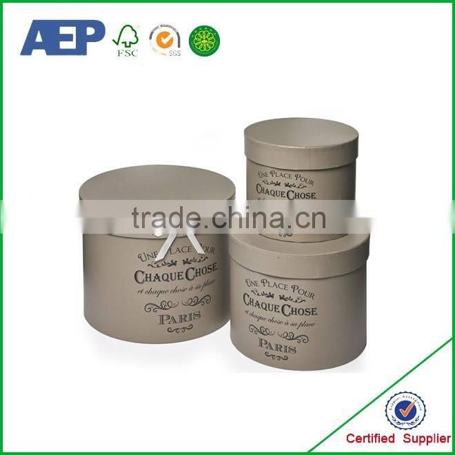 flower packaging use costom made large printed cardboard round gift box with lid on demand