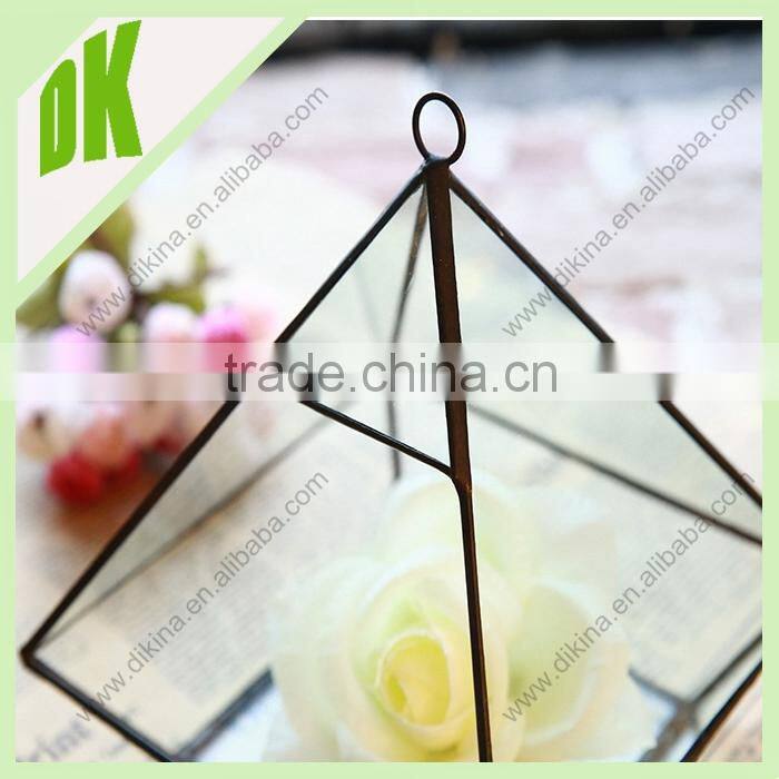 Black Metal and Glass Pyramid Shape Terrarium // Home & Garden decoration Gothic Style Small Indoor terrarium glass plant house