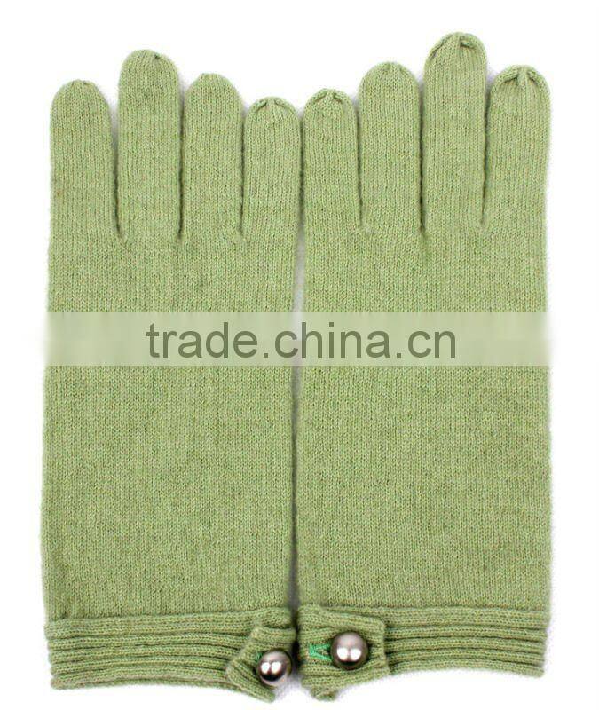 Woman's 100%Wool knitted Gloves/mittens with buckle decoration