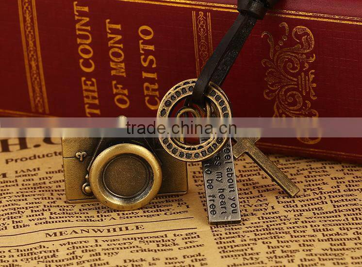 N0013 Retro Camera mens leather necklace fashionable design necklace
