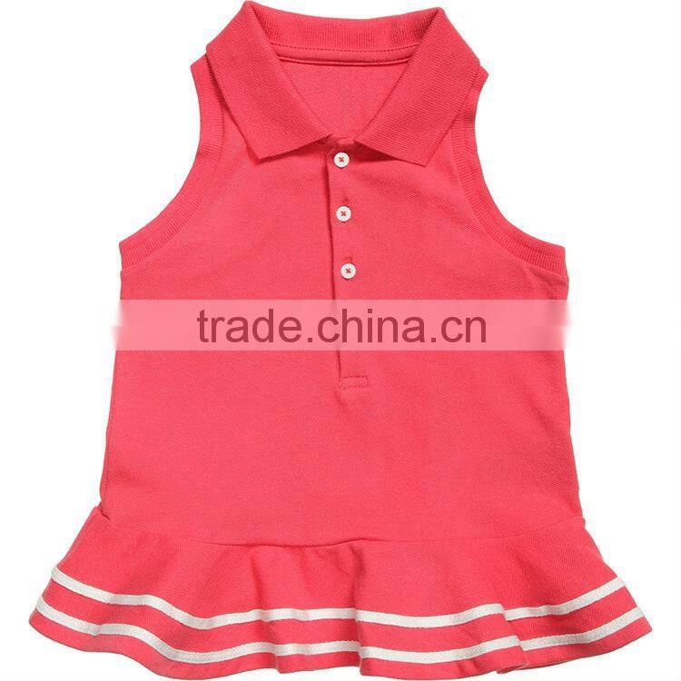 wholesales new arrival girl's sleeveless polo shirts of blank red color