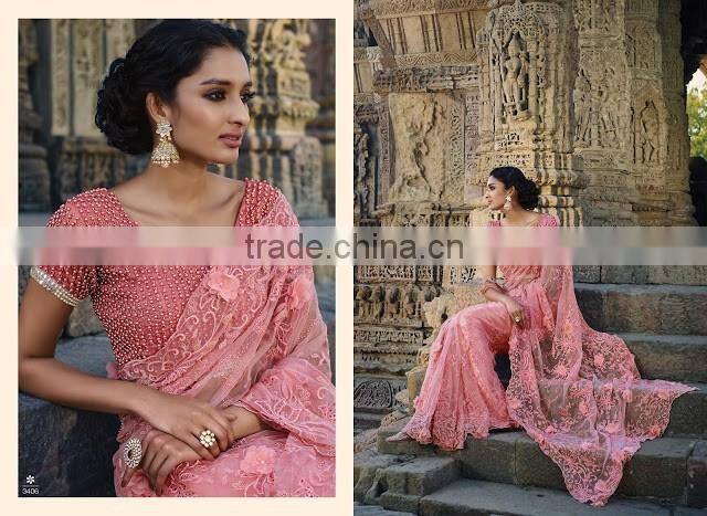 Green Chiffon On Net Designer Saree