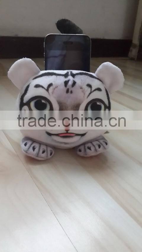 3 D plush white tiger cellphone seat plush toy white tiger shaped mobile phone holder plush tiger shaped mobile seat holder