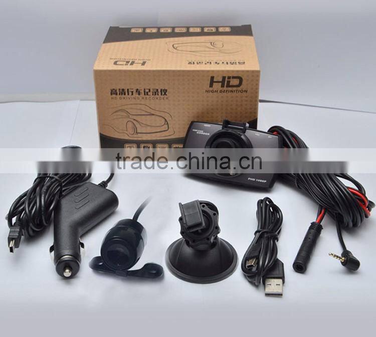 Factory price wide Angle 1080 p cycle Rcording 2 camera car dvr