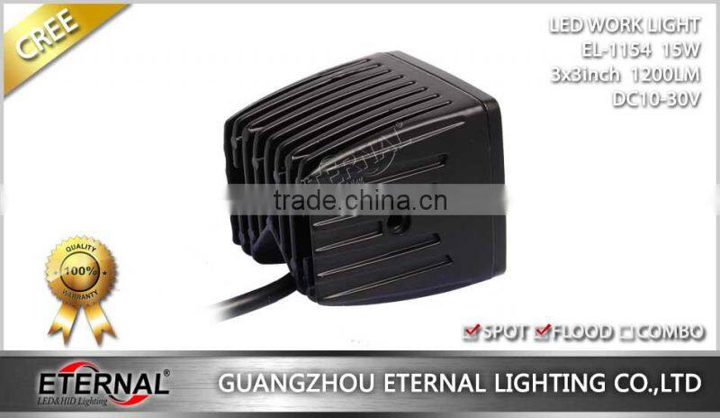 3x3in sigle LED 15W cube pod pillar 4x4 Jeep off-road powersports motorsports ATV UTV SUV high power LED work light fog lamp