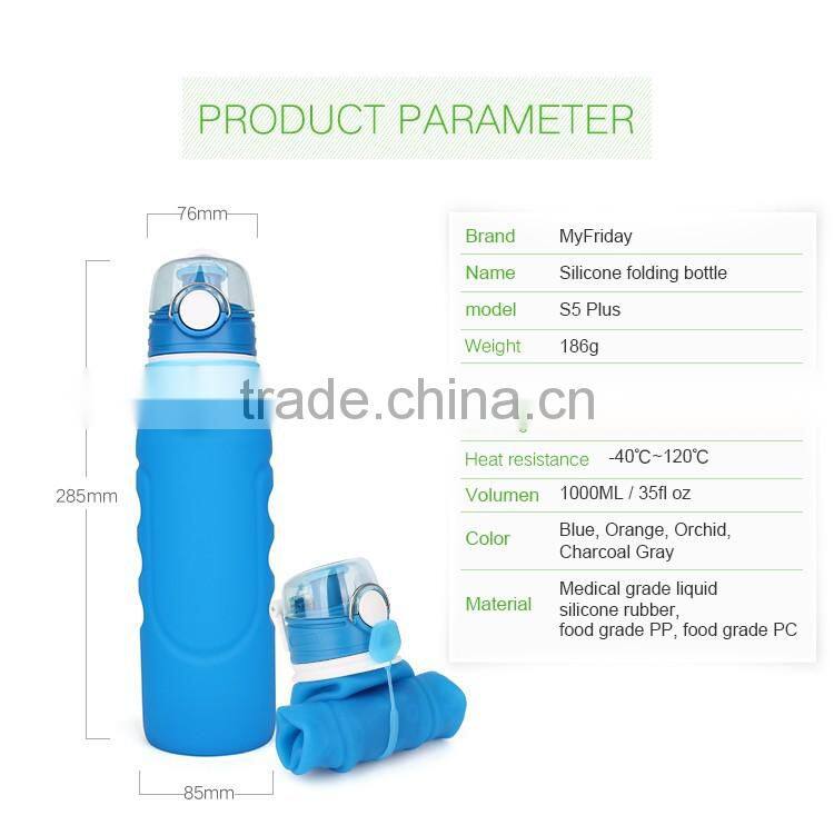 Large Size Silicone Foldable Outdoor Water Bottle