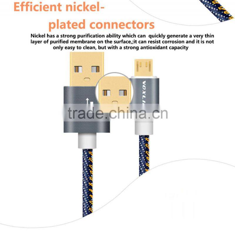 Voxlink fast charging 5V 2a Denim Gold plated 1m USB type c charger cable for macbook