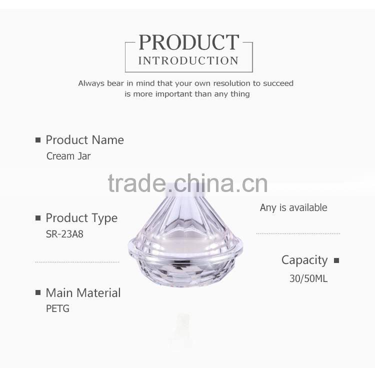 Luxury gold beauty cream packaging cone shape diamond cosmetic jar