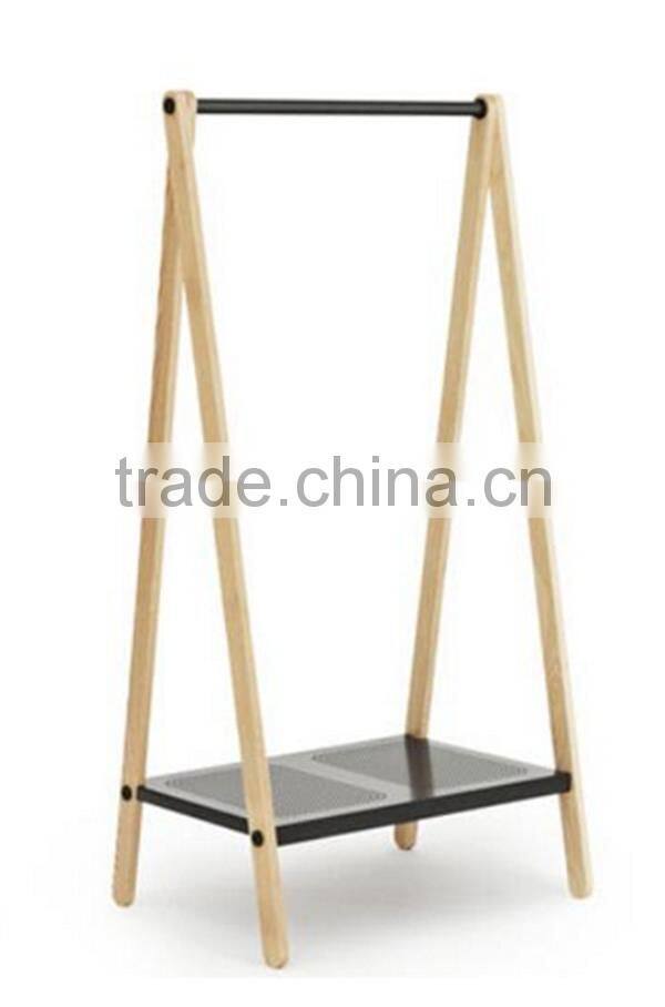 Promotion Free-standing Wood Retail Clothing Display Rack