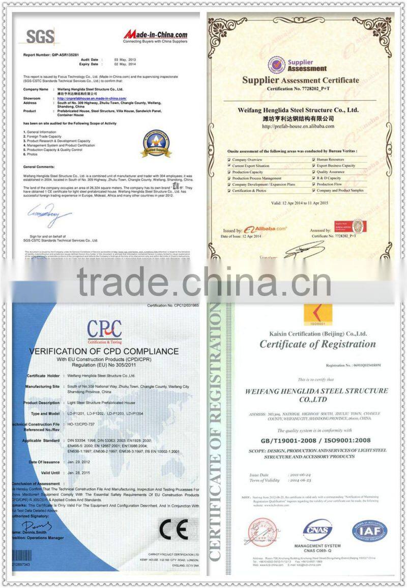 Quick installation luxury light steel structure villa