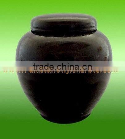 DECORATIVE JET BLACK MARBLE URNS