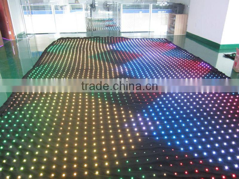 Programmble indoor rgb fireproof velvet led show screen curtain for stage background