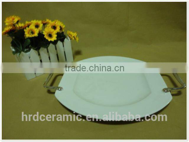 Circle Small stock Ceramic Dinner Plates With Handles