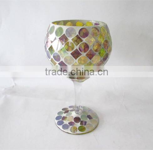 Wedding Gift Cheap Colored Mosaic Champagne Glass Candle Holder