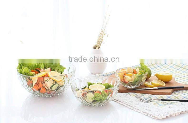 Very Large Decorative Clear Glass Salad Bowls